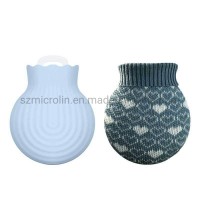 China Factory Customized High Quality Silicone Portable Hot Water Bottle Hot Water Bag with Knit Cover